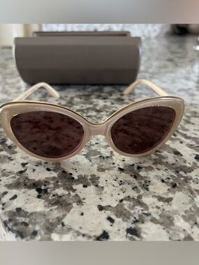 BCBG MaxAzria Cat Eye Sunglasses, Cream, Gold